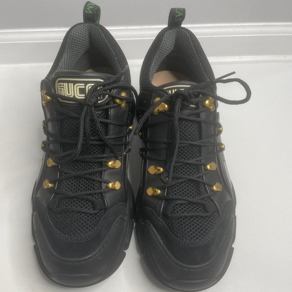 Gucci Team Flashtrek Black Lace up Hiking Sneakers Size 9.5 Italy - Picture 1 of 15